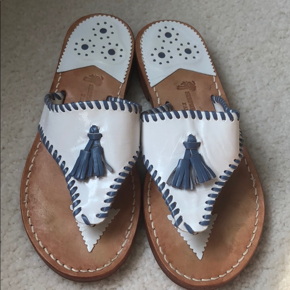 Stephen Bonanno blue and white leather sandals